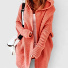 Women's oversized hooded open-front knee-length cardigan sweater