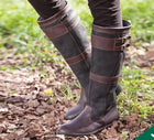 Women's waterproof boots knee high pull-on leather